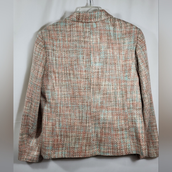 Coldwater Creek pink blue and white tweed blazer women's 12  #903 - Picture 5 of 5
